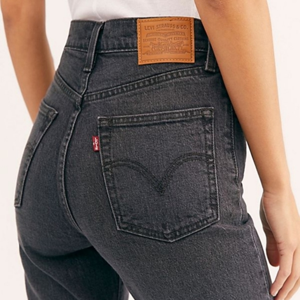 Levi's Ribcage High Rise Flare Jeans Black Grey - Picture 3 of 8